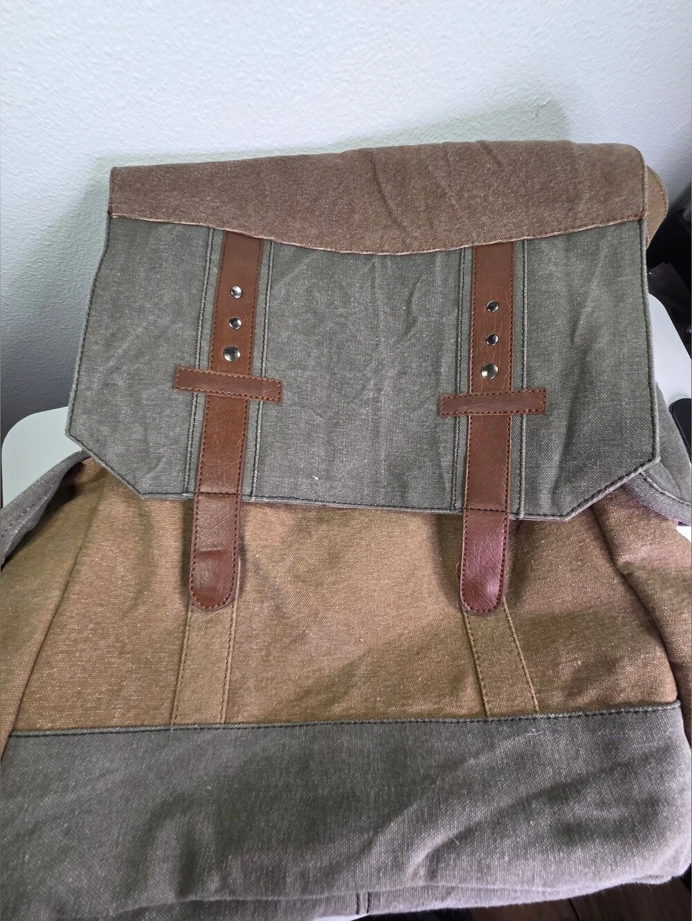 Mona B Canvas Military Tarp Sebastian Travel Backpack Distressed Pockets